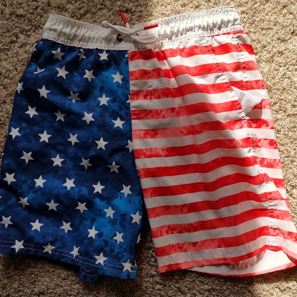 Boys Cat & Jack American Flag Swim Trunks - Stars & Stripes